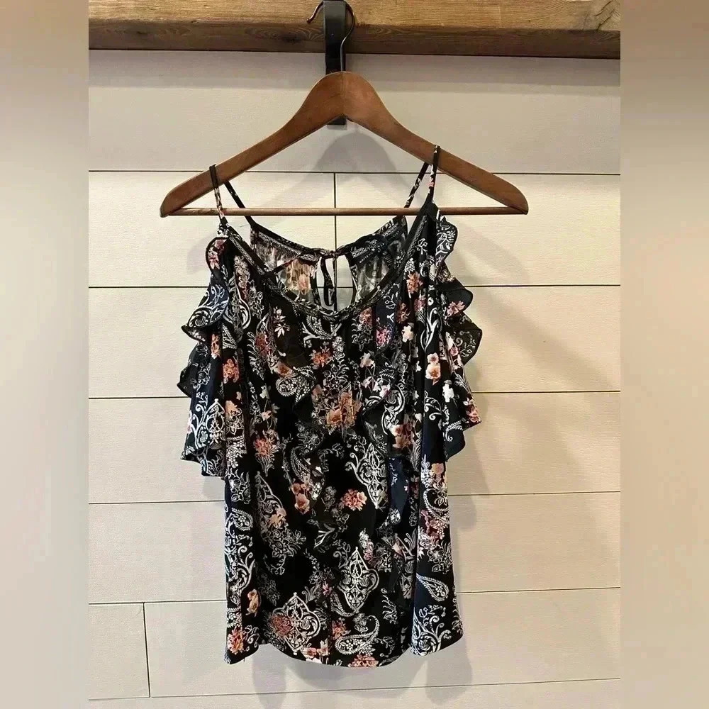 WHBM open shoulder floral blouse- women’s XS
